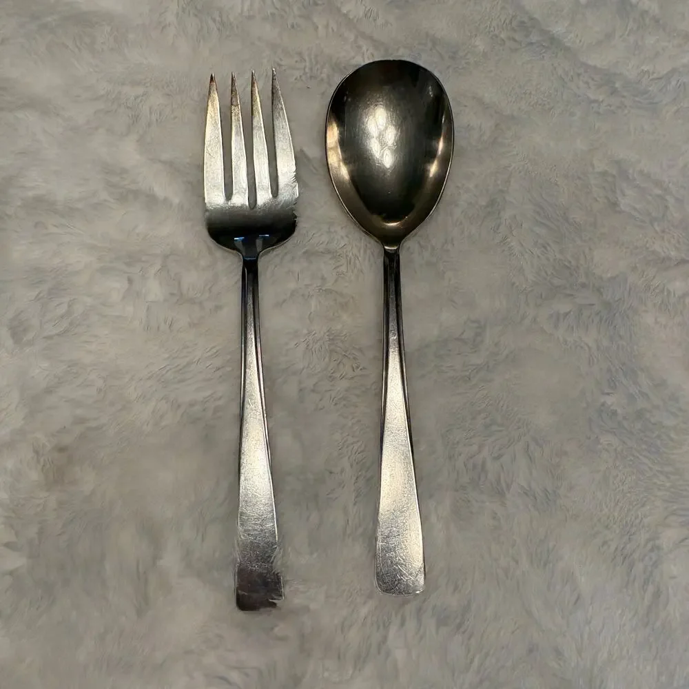 WM Rogers International Silver Plate Serving Spoon & Fork Set Serveware